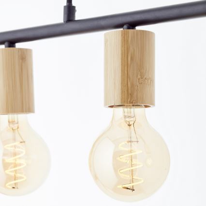 Brilliant - Candelabru KERRY suspendat pe cablu 5xE27/40W/230V negru/bambus