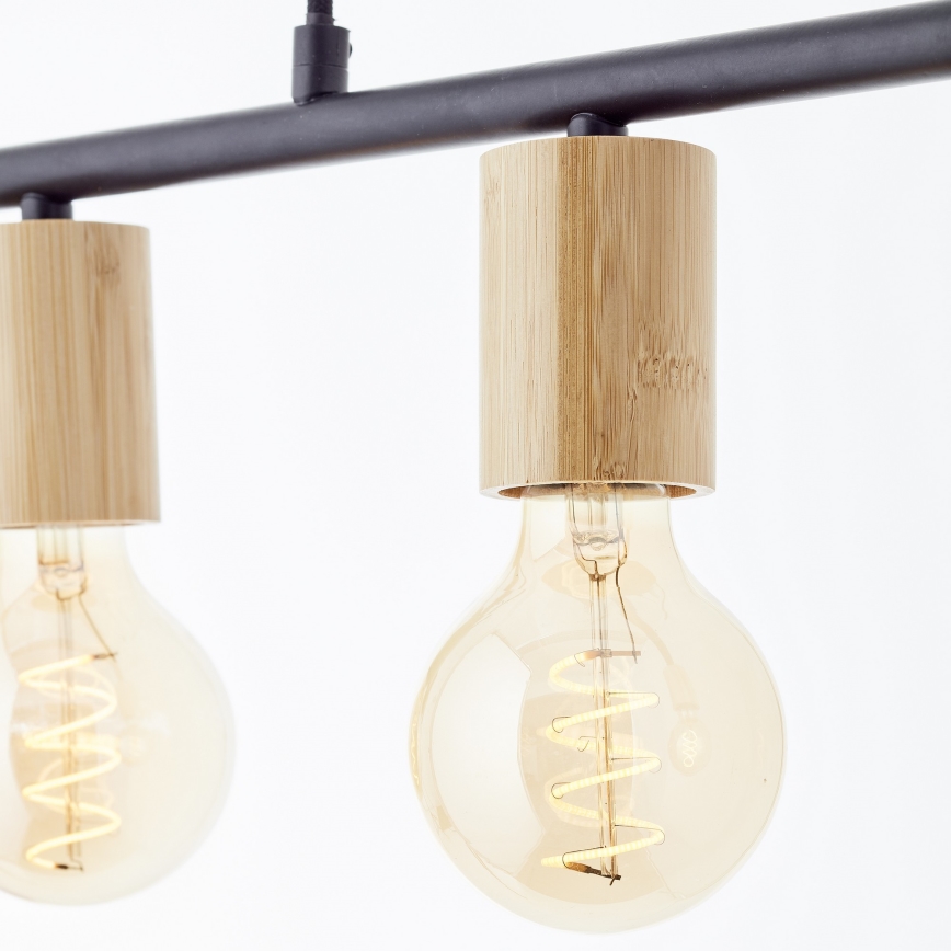 Brilliant - Candelabru KERRY suspendat pe cablu 5xE27/40W/230V negru/bambus