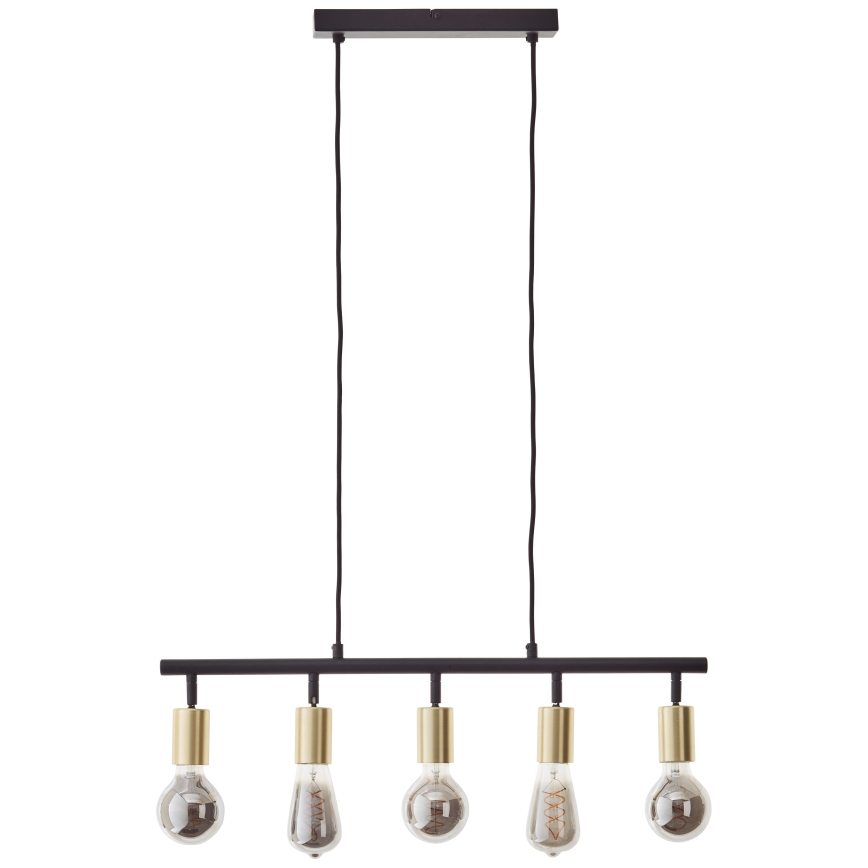 Brilliant - Candelabru suspendat pe cablu 5xE27/28W/230V negru/alamă