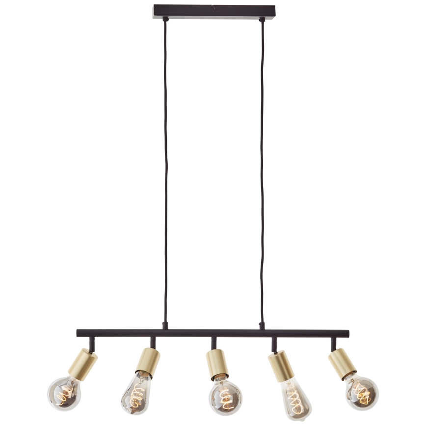 Brilliant - Candelabru suspendat pe cablu 5xE27/28W/230V negru/alamă