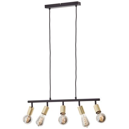 Brilliant - Candelabru suspendat pe cablu 5xE27/28W/230V negru/alamă