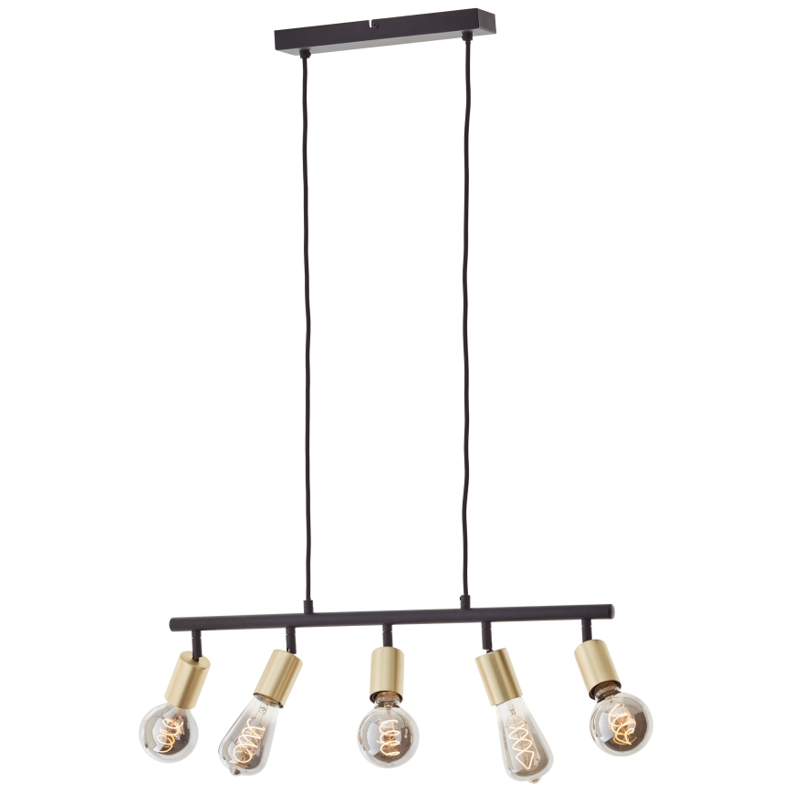 Brilliant - Candelabru suspendat pe cablu 5xE27/28W/230V negru/alamă