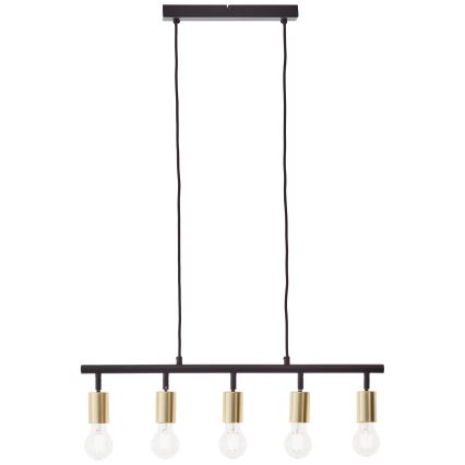 Brilliant - Candelabru suspendat pe cablu 5xE27/28W/230V negru/alamă