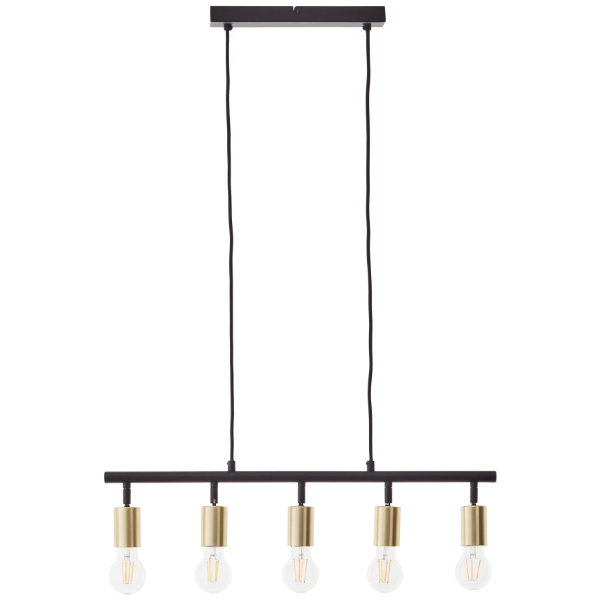 Brilliant - Candelabru suspendat pe cablu 5xE27/28W/230V negru/alamă
