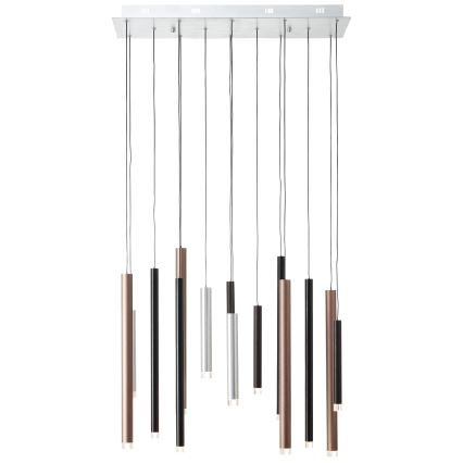 Brilliant CEMBALO - Lustră LED dimabilă pe cablu, 60W/230V, crom mat/negru/maro