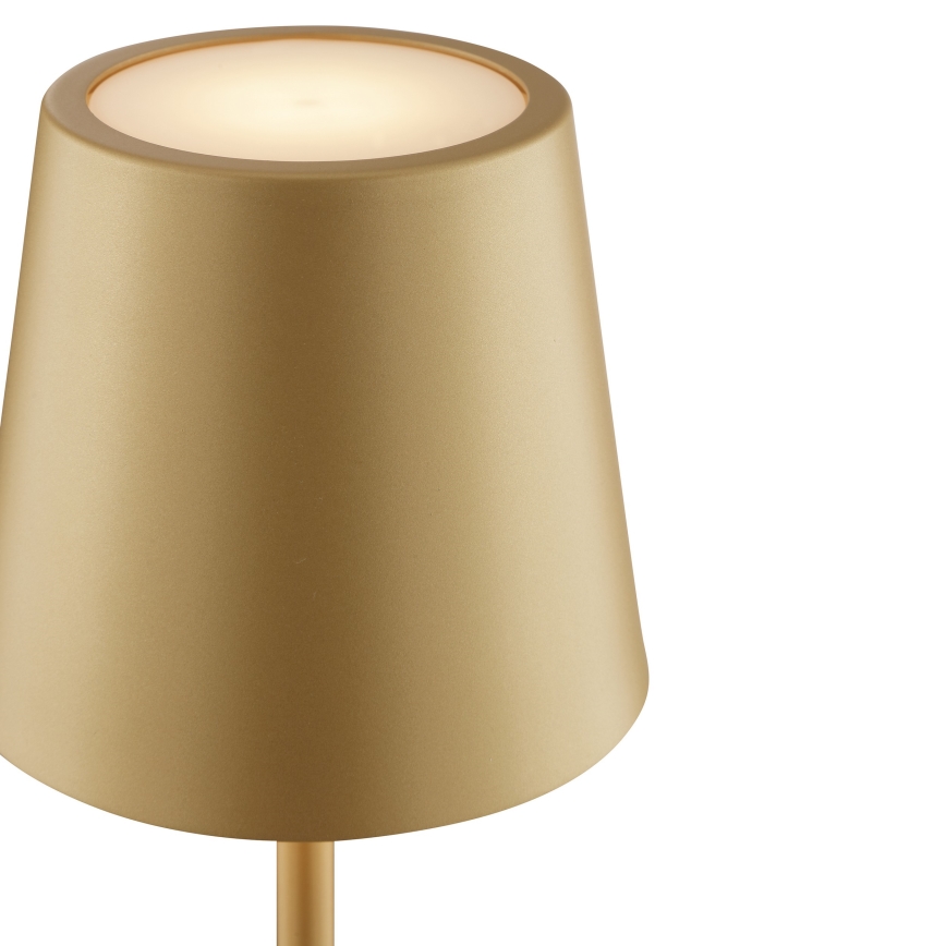 Brilliant ELORA - Lampă de masă LED de exterior, tactilă, reîncărcabilă și reglabilă, 2,5W/5V, 2700K, 2600 mAh, IP44, auriu