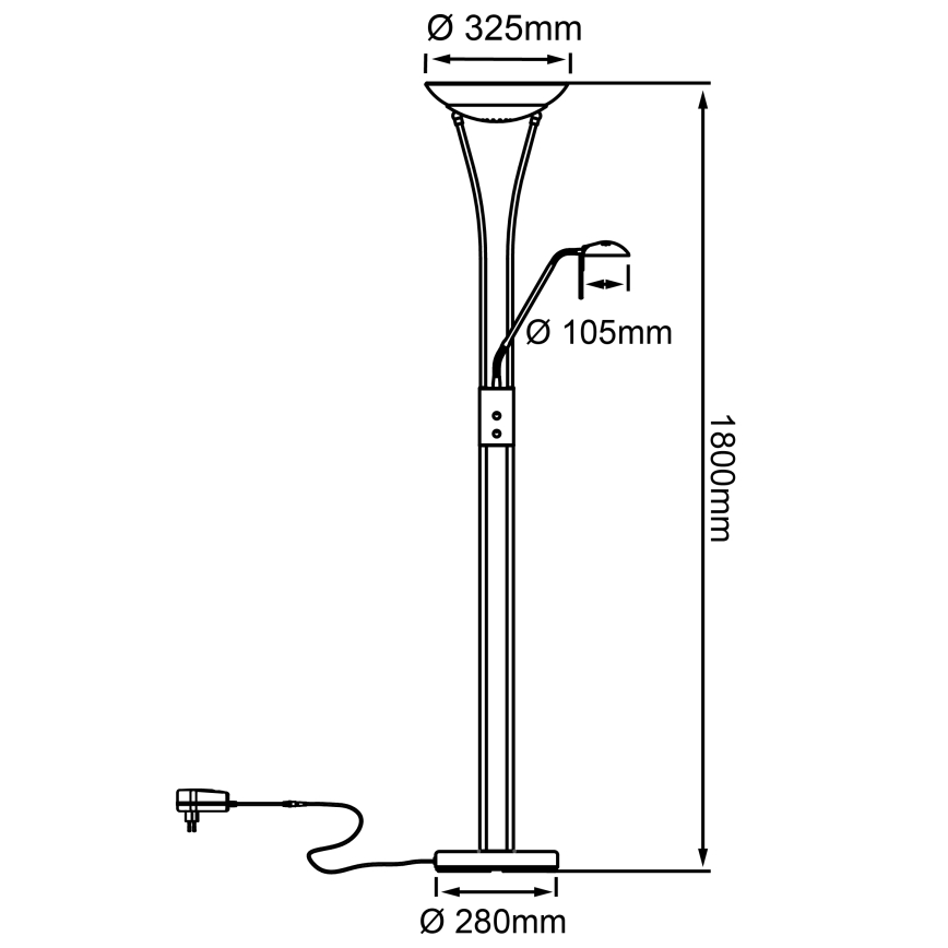 Brilliant - Lampă de podea LED reglabilă FINN, 2 x LED, 13 W, 230 V, crom mat