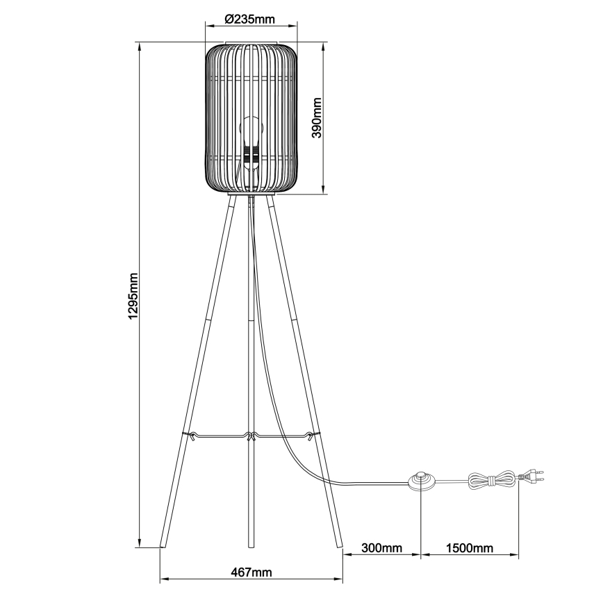Brilliant - Lampă de podea WOODROW, 1xE27/60W/230V, din bambus