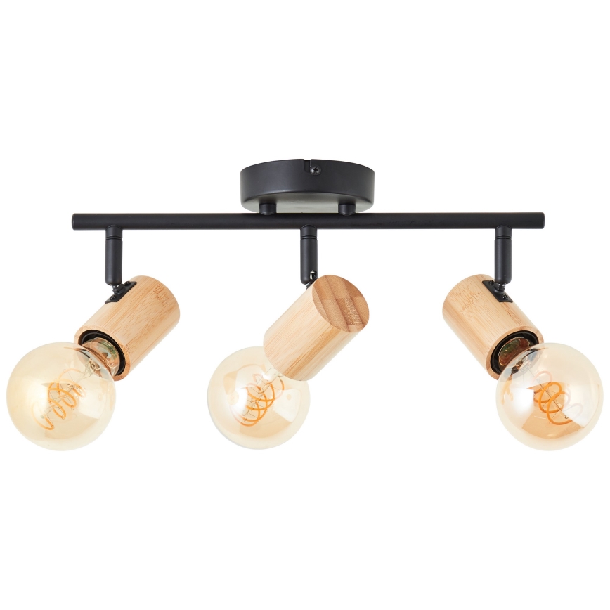 Brilliant - Lampă spot KERRY 3xE27/40W/230V, negru/bambus