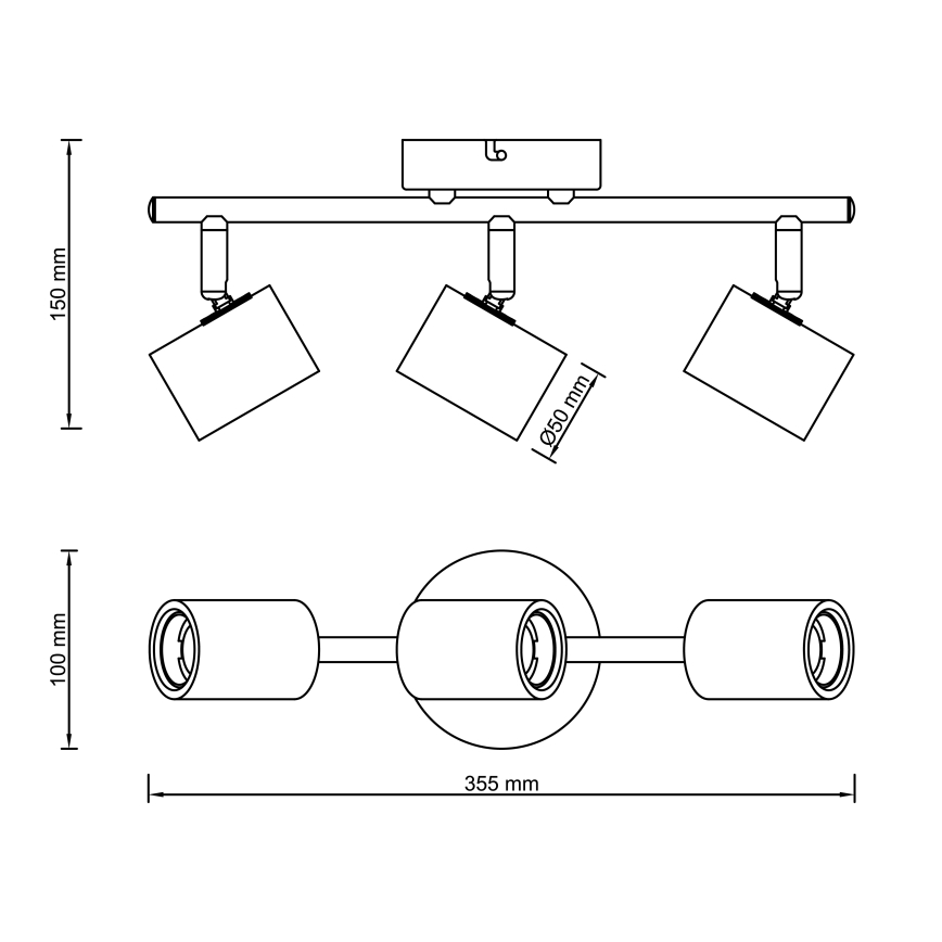 Brilliant - Lampă spot KERRY 3xE27/40W/230V, negru/bambus