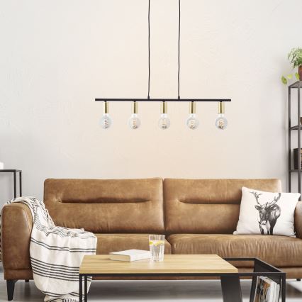 Brilliant - Lustră pe cablu KERRY 5xE27/40W/230V negru/alamă