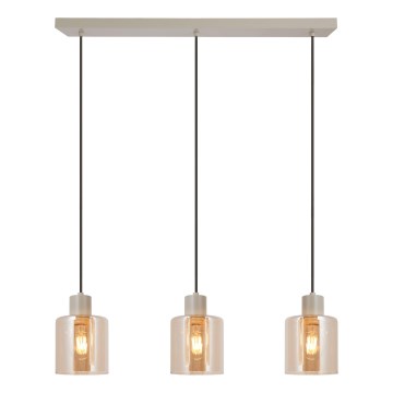 Brilliant - Lustra pe cablu LYSKA 3xE27/20W/230V crem/bej/fumuriu
