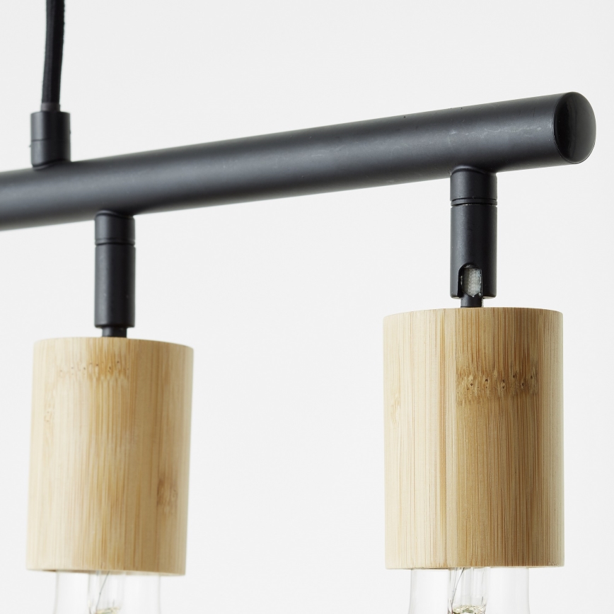 Brilliant - Lustră suspendată pe cablu, 5xE27/28W/230V, negru/bambus