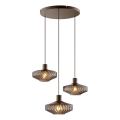 Brilliant - Lustru suspendat pe cablu LYN 3xE27/20W/230V Ø 69 cm maro/maro fumuriu