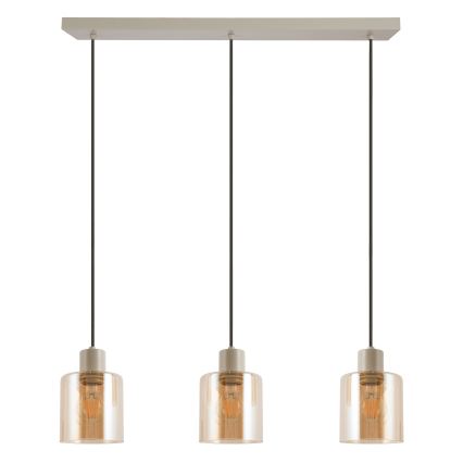 Brilliant - Lustru suspendat pe cablu LYSKA 3xE27/20W/230V crem/bej fumuriu