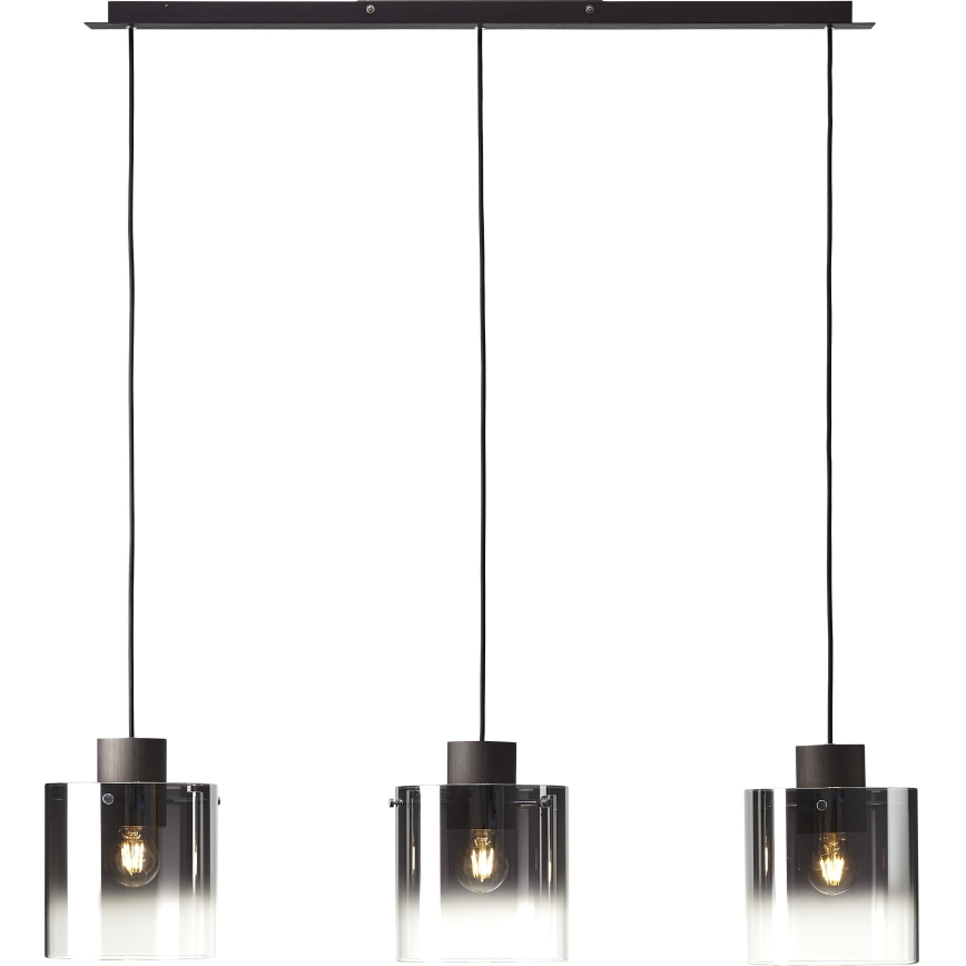 Brilliant - Pendul BETH pe cablu 3xE27/60W/230V negru/fumuriu