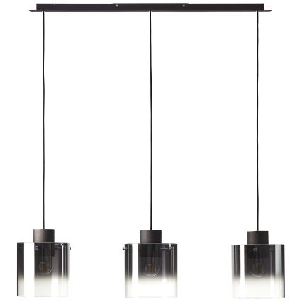 Brilliant - Pendul BETH pe cablu 3xE27/60W/230V negru/fumuriu