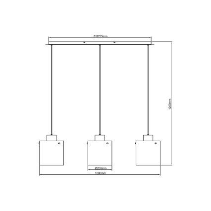 Brilliant - Pendul BETH pe cablu 3xE27/60W/230V negru/fumuriu