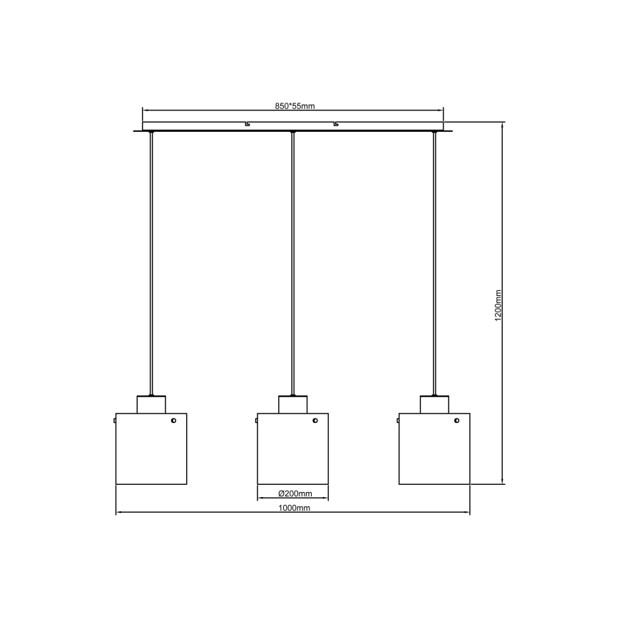 Brilliant - Pendul BETH pe cablu 3xE27/60W/230V negru/fumuriu