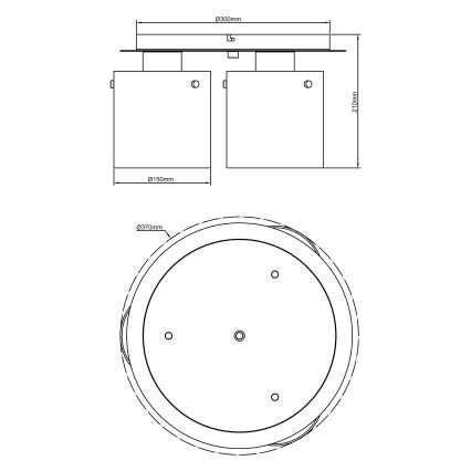 Brilliant - Plafonieră BETH 3xE27/60W/230V Ø 37 cm negru/fumuriu