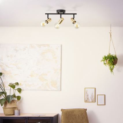 Brilliant - Plafonieră cu 3 spoturi KERRY 3xE27/40W/230V negru/alamă