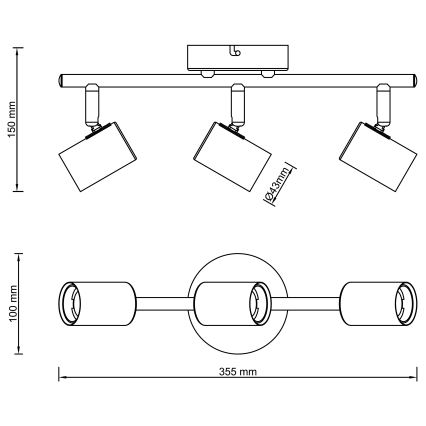 Brilliant - Plafonieră cu 3 spoturi KERRY 3xE27/40W/230V negru/alamă