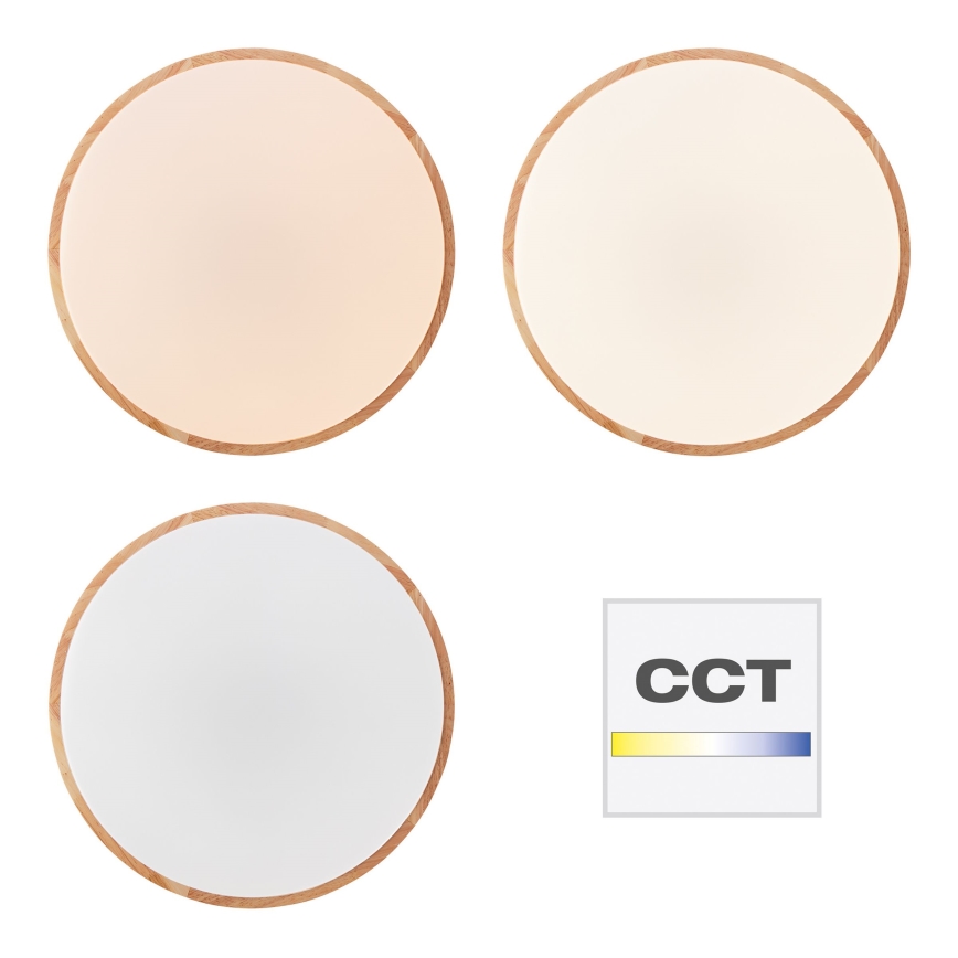 Brilliant - Plafonieră LED dimabilă SLIMLINE LED/60W/230V 3000-6500K Ø45 cm, finisaj lemn de cauciuc + telecomandă
