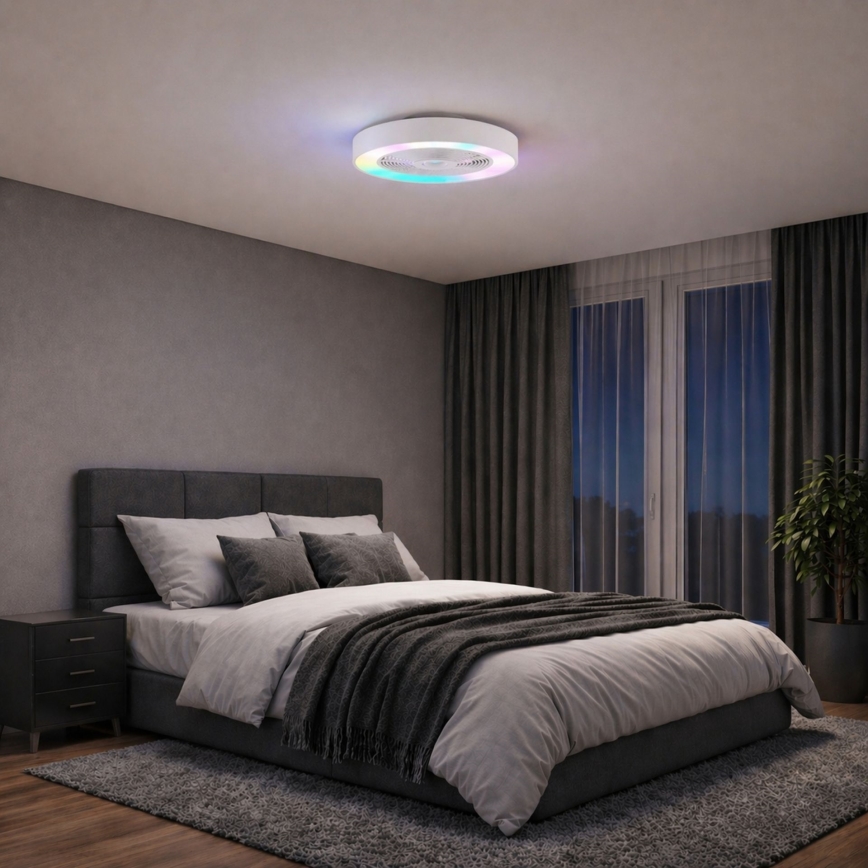 Brilliant - Lampă de tavan LED RGBW dimerizabilă cu ventilator CATANIA LED/37W/230V 2700-6500K diam. 48,6 cm alb + telecomandă