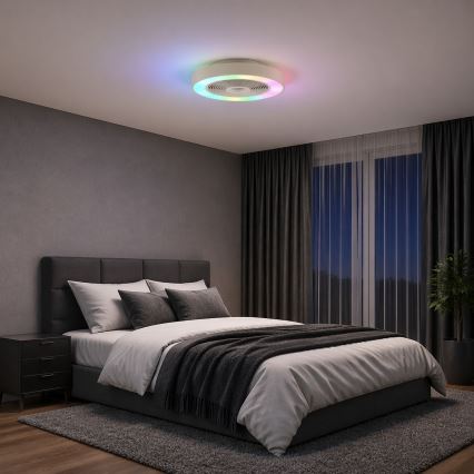 Brilliant - Plafonieră LED RGBW reglabilă cu ventilator CATANIA LED/37W/230V 2700-6500K Ø 48,6 cm bej + telecomandă
