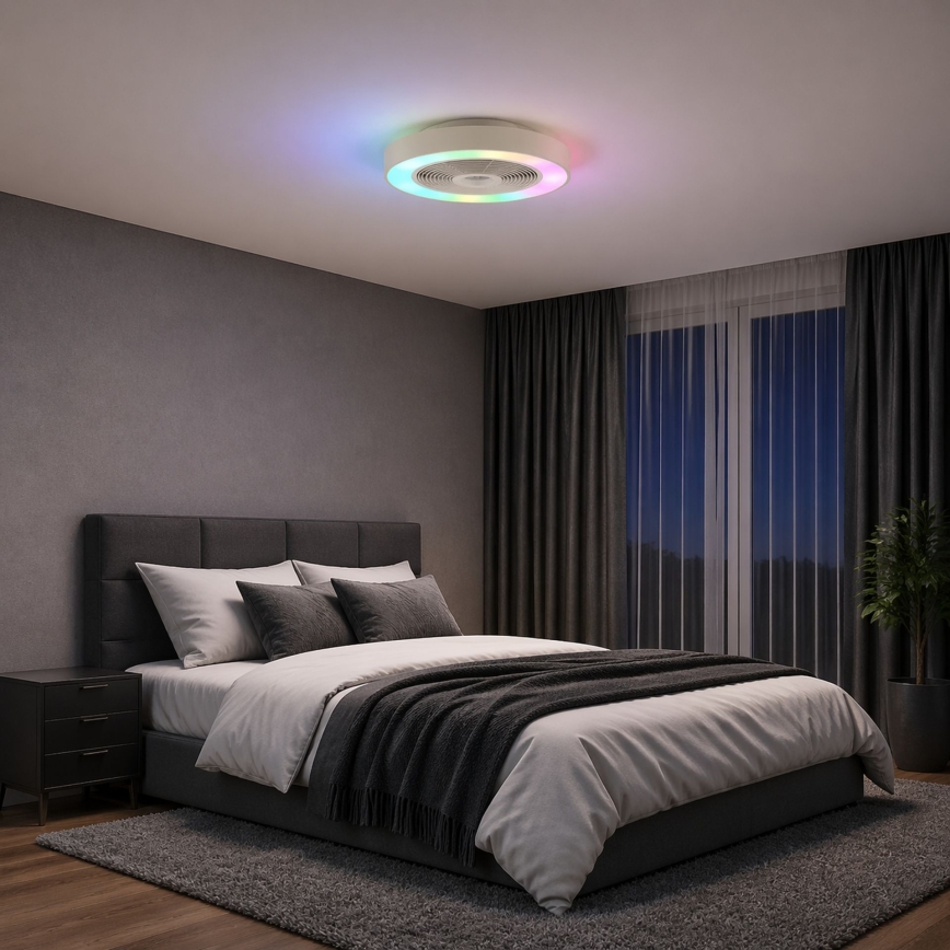 Brilliant - Plafonieră LED RGBW reglabilă cu ventilator CATANIA LED/37W/230V 2700-6500K Ø 48,6 cm bej + telecomandă