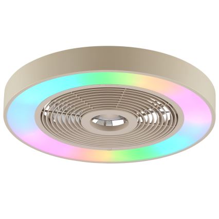 Brilliant - Plafonieră LED RGBW reglabilă cu ventilator CATANIA LED/37W/230V 2700-6500K Ø 48,6 cm bej + telecomandă
