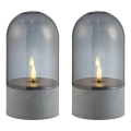 Brilliant - Set 2x lumânări LED ILLUSION LED/2xAA IP44 gri / negru fumuriu