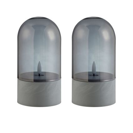 Brilliant - Set 2x lumânări LED ILLUSION LED/2xAA IP44 gri / negru fumuriu