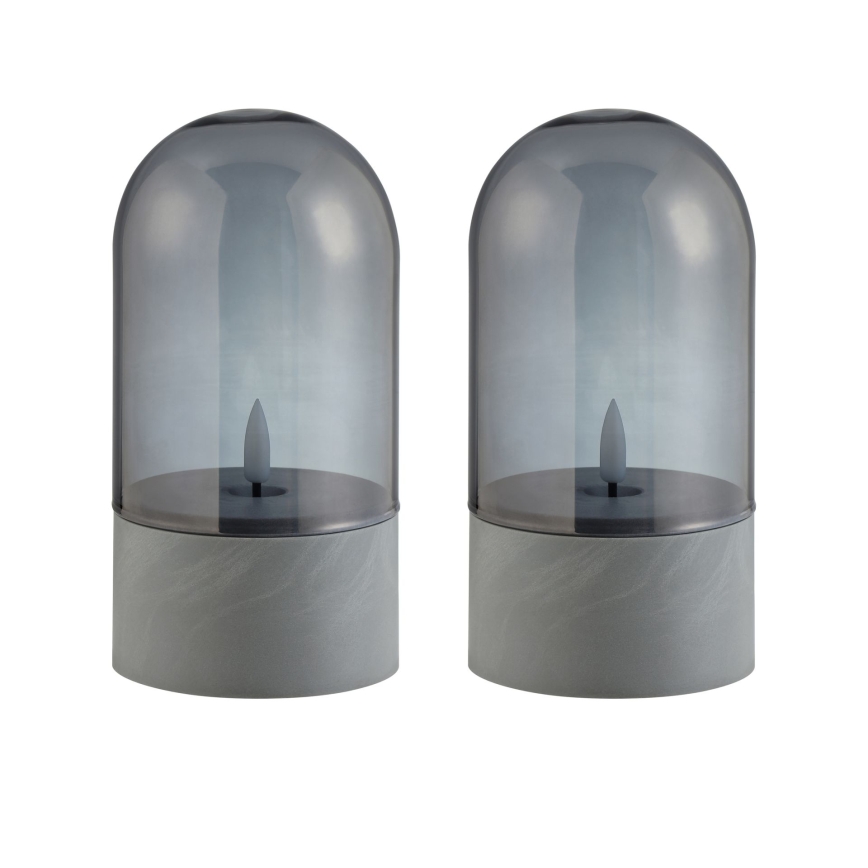 Brilliant - Set 2x lumânări LED ILLUSION LED/2xAA IP44 gri / negru fumuriu