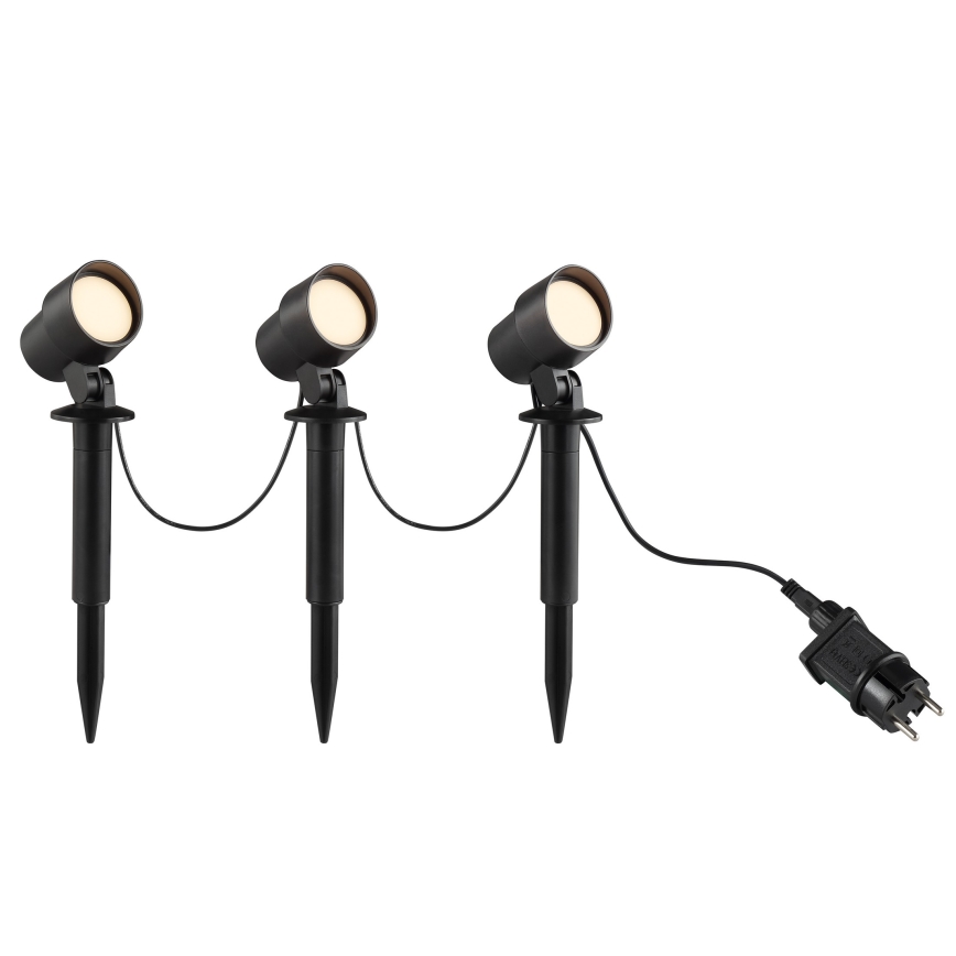 Brilliant - Set de 3 lămpi LED pentru exterior KAMARA LED/8,5W/230V IP44 neagră