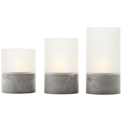 Brilliant - Set de 3 lumânări LED BOUGIE LED/2xAA IP44 gri/alb