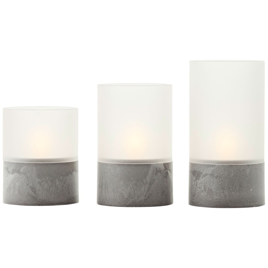 Brilliant - Set de 3 lumânări LED BOUGIE LED/2xAA IP44 gri/alb