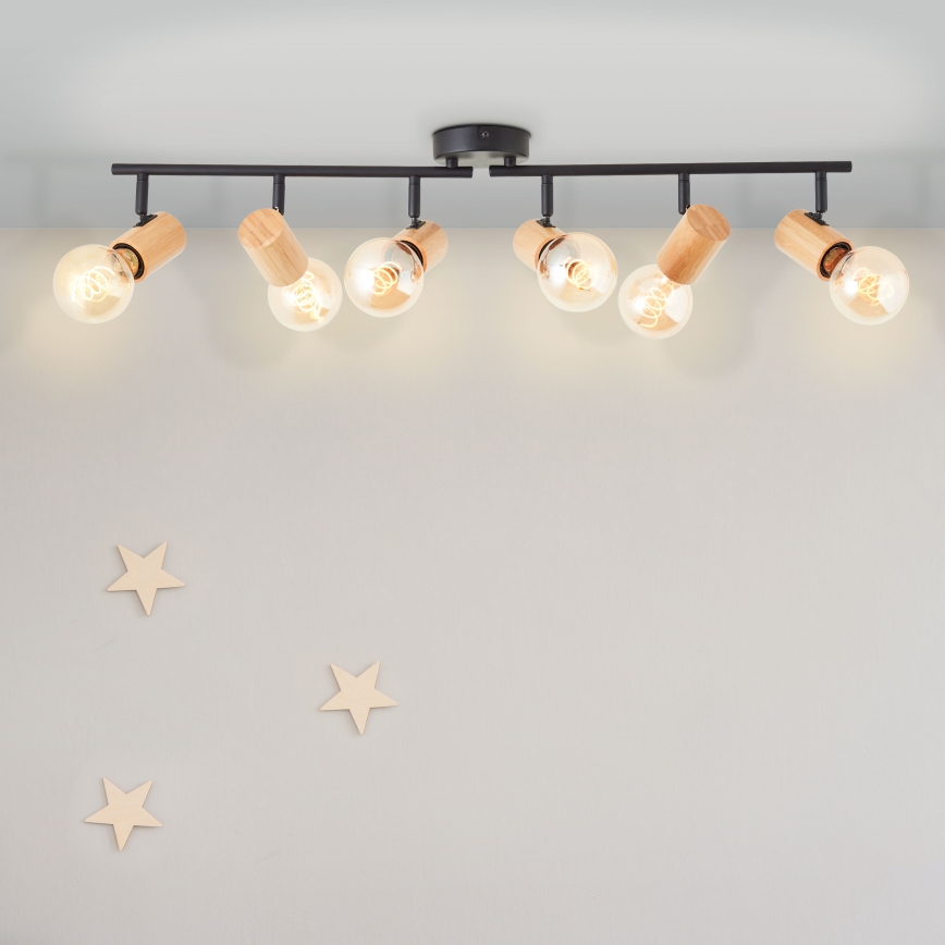 Brilliant - Spot KERRY 6xE27/40W/230V negru/bambus