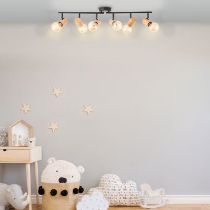 Brilliant - Spot KERRY 6xE27/40W/230V negru/bambus