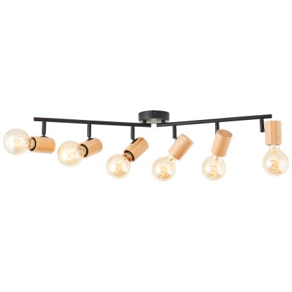 Brilliant - Spot KERRY 6xE27/40W/230V negru/bambus