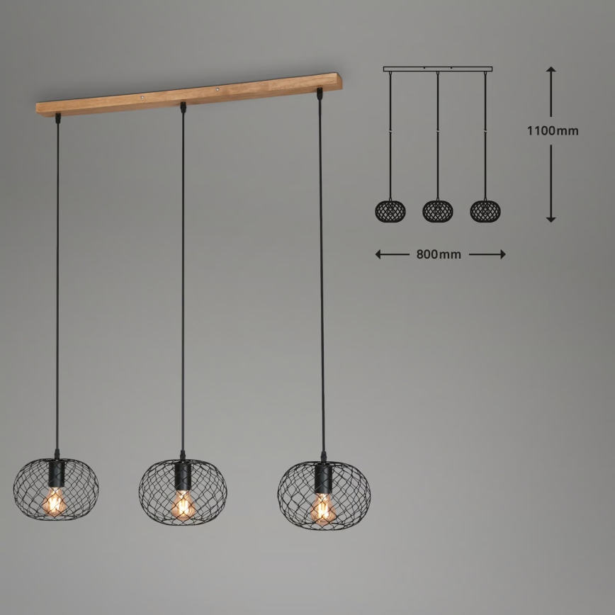 Brilo 4037-035 - Lustră WINKI cu cablu 3xE27/40W/230V