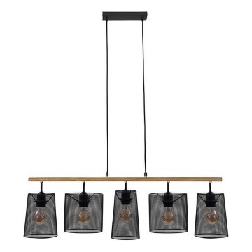 Brilo 4078-054 - Candelabru pe cablu WOOD & STYLE 5xE27/60W/230V