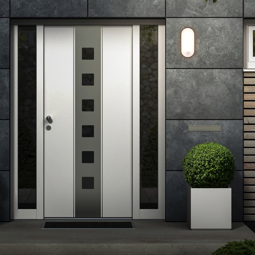 Brilo RUCH - Aplică de perete LED pentru exterior cu senzor de mișcare și senzor crepuscular LED/12W/230V IP65, neagră