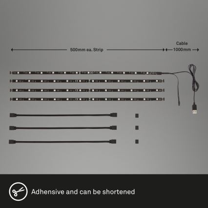 Brilo - Bandă LED RGBW reglabilă pentru TV 3m LED/2,5W/USB + telecomandă