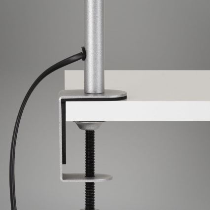 Brilo - Lampă de birou flexibilă cu clemă, 1xE27/10W/230V, argintie