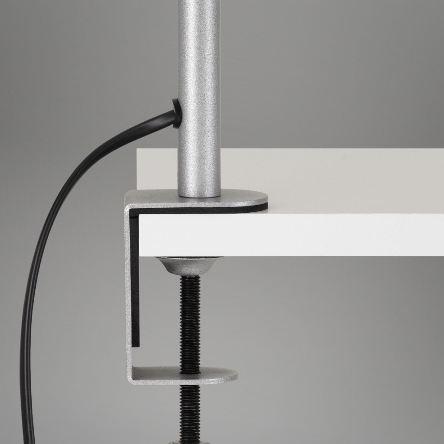Brilo - Lampă de birou flexibilă cu clemă, 1xE27/10W/230V, argintie
