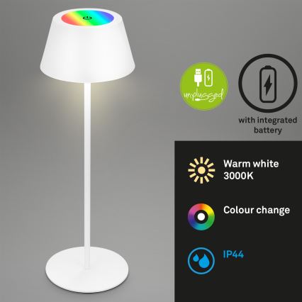Brilo - Lampă de masă pentru exterior KIKI, LED RGB reîncărcabilă, tactilă, reglabilă LED/2,6W/5V IP44 2600 mAh albă