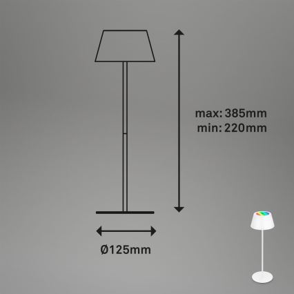 Brilo - Lampă de masă pentru exterior KIKI, LED RGB reîncărcabilă, tactilă, reglabilă LED/2,6W/5V IP44 2600 mAh albă