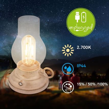 Brilo - Lampă de masă LED reîncărcabilă, reglabilă pentru exterior KANEA LED/1,5W/5V IP44 1200 mAh bej