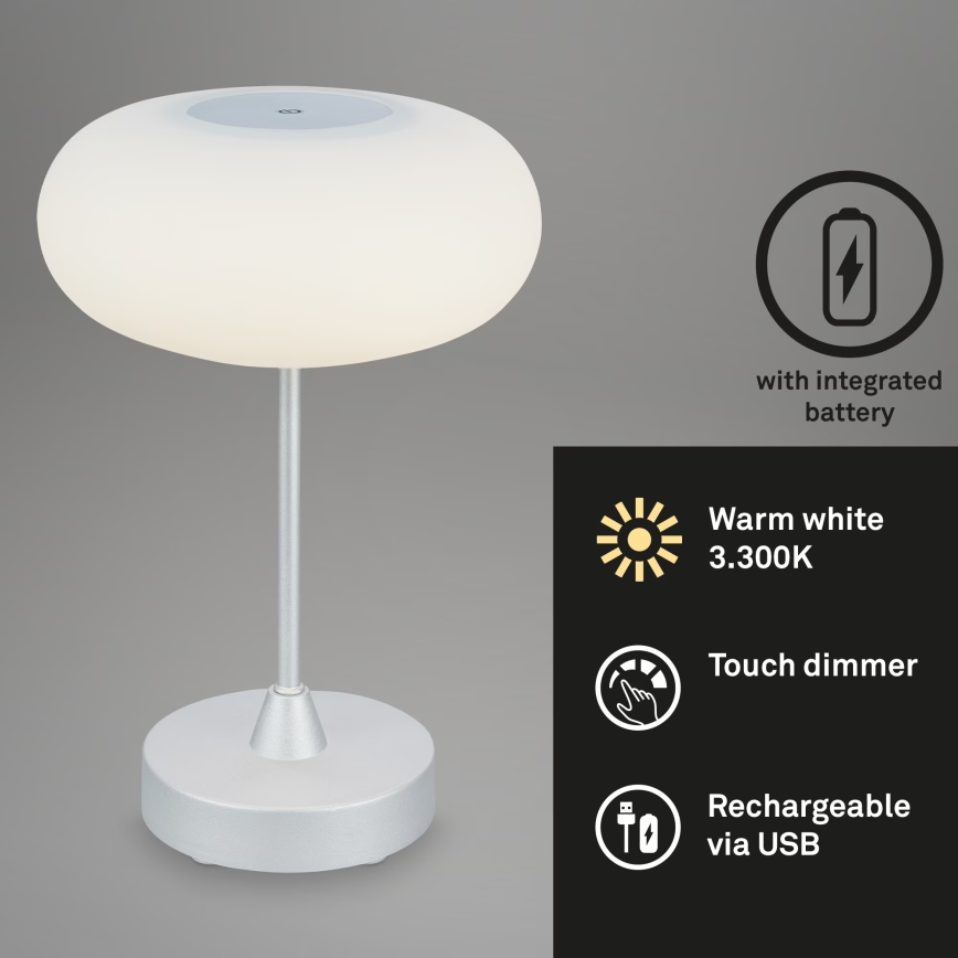 Brilo OLANA - Lampă de masă LED reîncărcabilă, reglabilă, pentru exterior LED/3W/5V 3300K IP44 2000 mAh